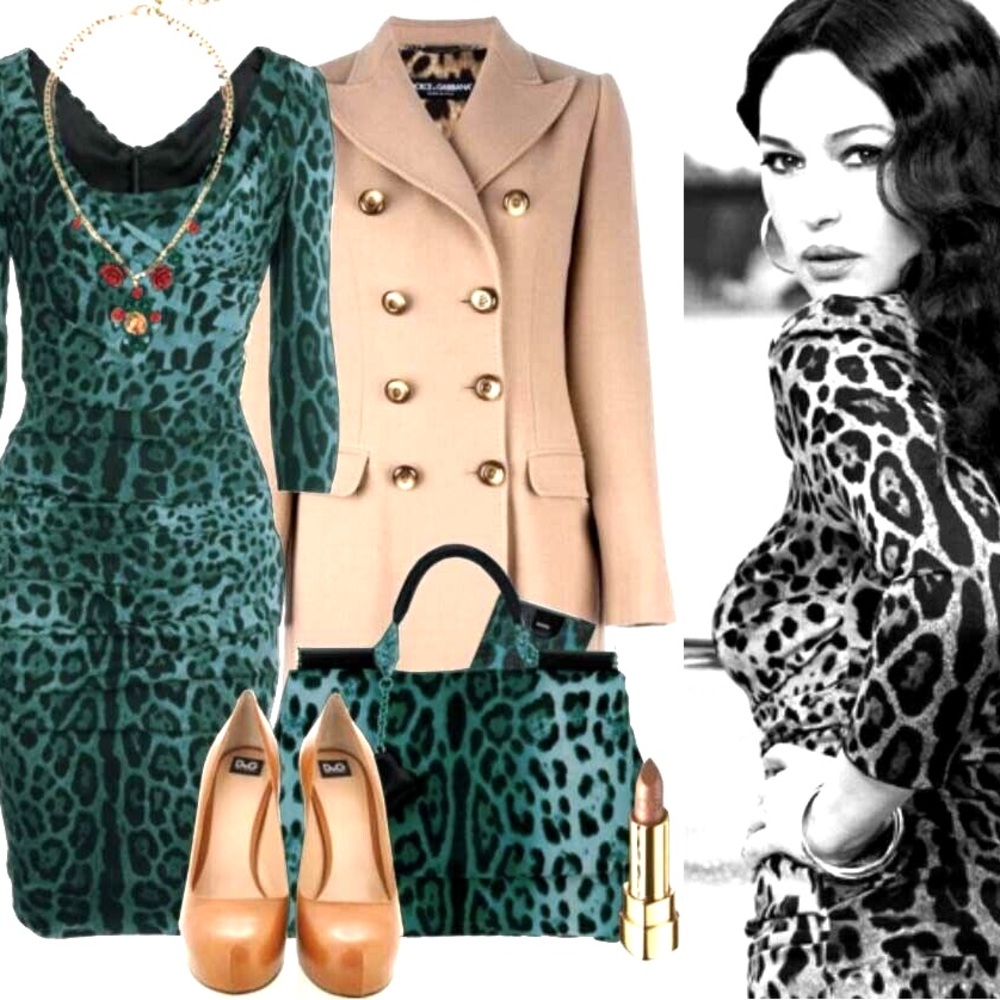Dolce & Gabbana Mint condition! SILK Green Leopard Print Dress with back zipper. - Picture 10 of 16